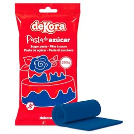 dekora - Pasta di Zucchero Blu Scuro, 250 g, per torte, flessibile e facile da usare, senza glutine, senza lattosio, halal, kosher, adatto per vegetariani