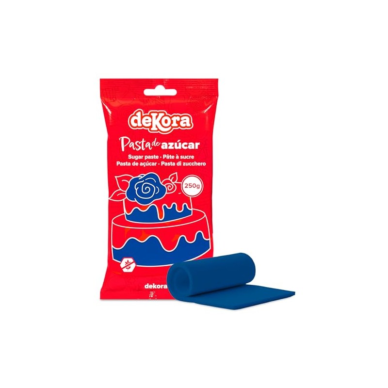 dekora - Pasta di Zucchero Blu Scuro, 250 g, per