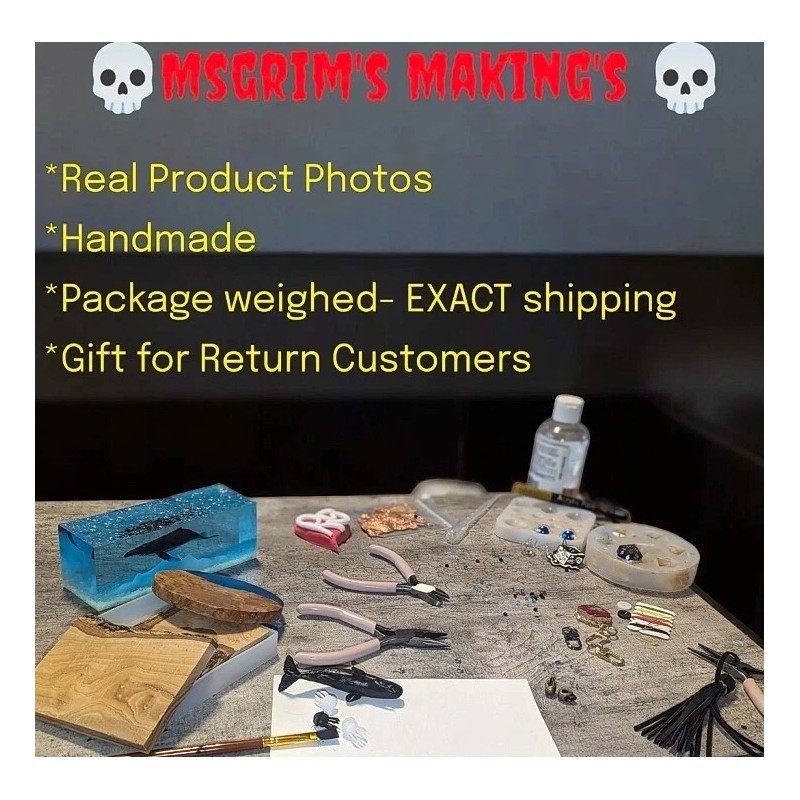 Handmade-Msgrim Cherry Blossom Silver LIQUID DnD Dice Set 7pc Dungeons