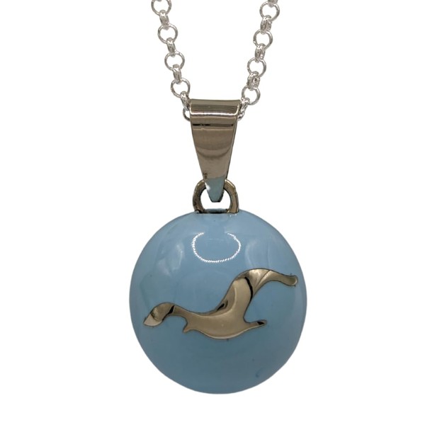 Nature Reflections - Collar de bola de campanilla de gaviota, diseño de bola de ángel, Esmalte, Sin piedra preciosa