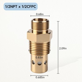 AIYOYOLIFE Air Compressor Check Valve 1/2 npt & 1/2 CFPC Compatible With DeVilbiss Craftsman 5HP Models IRL6560V 5E60VAD Replace#: CAC-437-2
