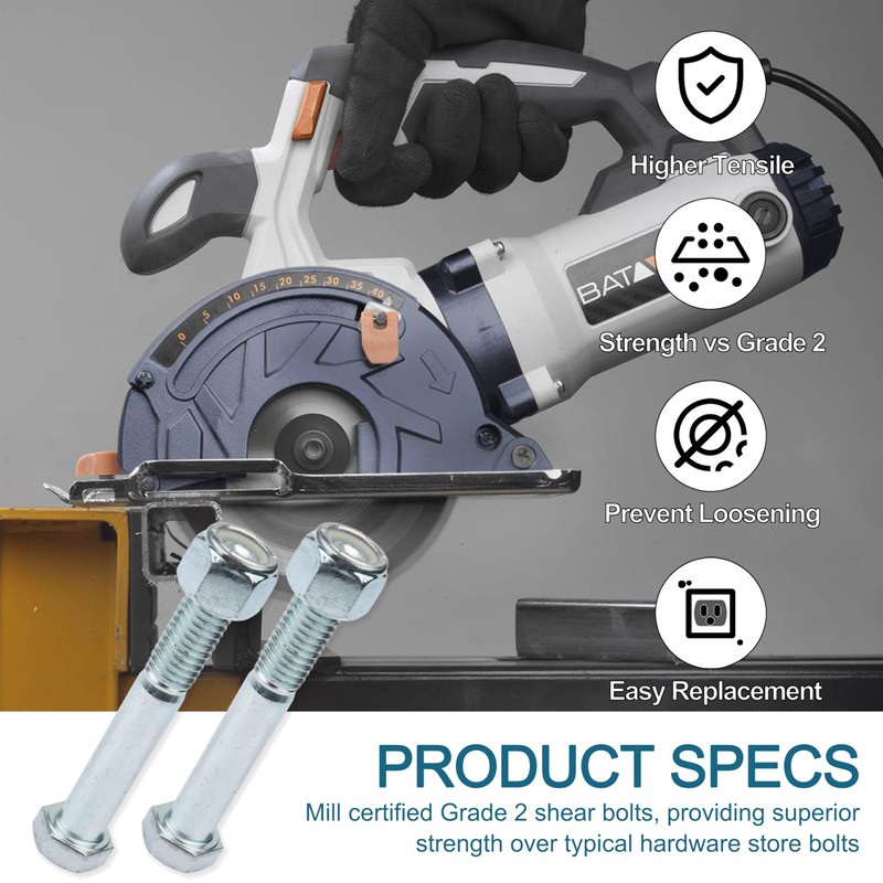 5 Pack - Grade 2 Shear Bolts for Rotary Cutters