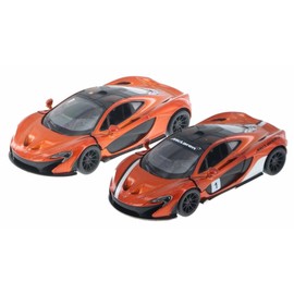KiNSMART 2016 McLaren P1 (Orange/Orange with Racing Decals) - Set of Two 1/36 Scale Diecast Cars