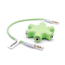 vhbw Audio Splitter 5-Way Jack Splitter AUX Green Compatible with Headphones, Boxes, Tablet