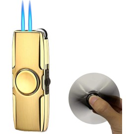 OVABICOED Windproof Lighter Jet Torch Lighter Metal Cool Design Jet Flame Gas Butane Refill,for Festival,Birthday, Candle, Gifts for Men,Package without gas (gold)