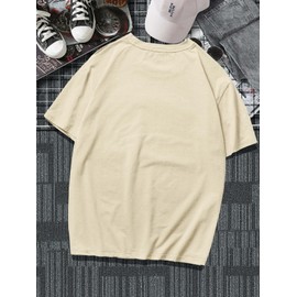 SOLY HUX Men's Graphic Tees Letter Print Vintage T-Shirts Short Sleeve Crewneck Casual Summer Tee Top Khaki and Green M