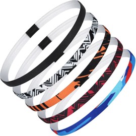PROPOG Unisex Sports Headbands, 5 PCS Hair Band, Thin Hair Band Boys & Children, Elastic Headband Men's Sports Non-Slip