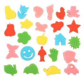 FOVERN1 60 Pieces Sponge Painting for Toddlers, Painting Brushes Kits for Kids, Foam Paint Brushes Set, Paint Cups with 1 PCS Waterproof Paint Apron