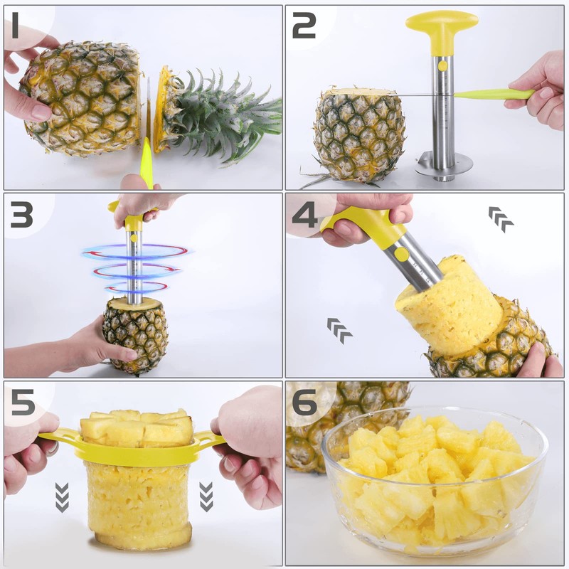 OOKUU Pineapple Corer Cutter, Stainless Steel Fruit Peeler Slicer -