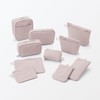 MUJI 84475788 Wrinkle Nylon Large Opening Pouch, Pink, S, Approx.