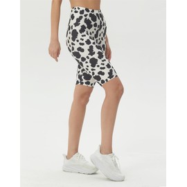 sissycos Women's Leopard Biker Shorts Animal Skin Printed Buttery Soft Short Leggings (Large-XX-Large, Irregularly Spotted Cows)