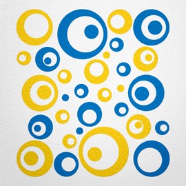 WANDfee® Wall Tattoo, Circles, Dots, 50 Stickers, Colour Choice For Children's Bedroom, Living Room, Hallway, Bathroom, Kitchen, Tile Stickers, blue