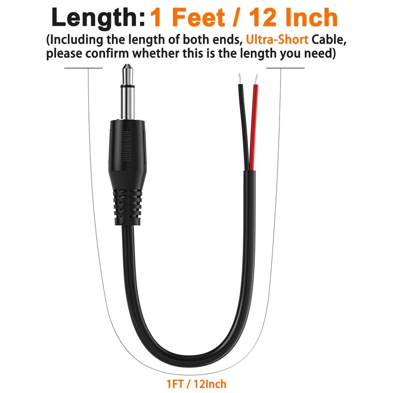 SIOCEN Replacement 3.5mm Male Jack to Bare Wire Open End