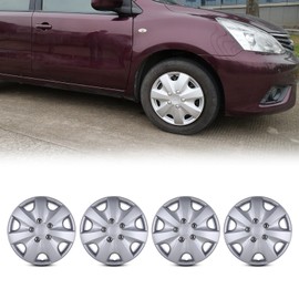 AUTOFREE 13 inch Hubcaps Wheel Covers Silver, Set of 4 Universal ABS Wheel Rim Covers Clip On Auto Tire Sturdy Guards OEM Replacement, for Most Cars Nissan Toyota Acura Chevy Mazda VW