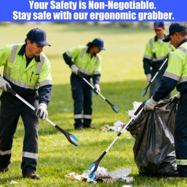 6 Pack 32 Inch Commercial Trash Grabber for Elderly Assist, Heavy Duty Lightweight Reacher with Ergonomic Handle & Non-Slip Grip, Multi-Use Outdoor Home Garden Cleanup Mobility Aid Tool (6, Blue)