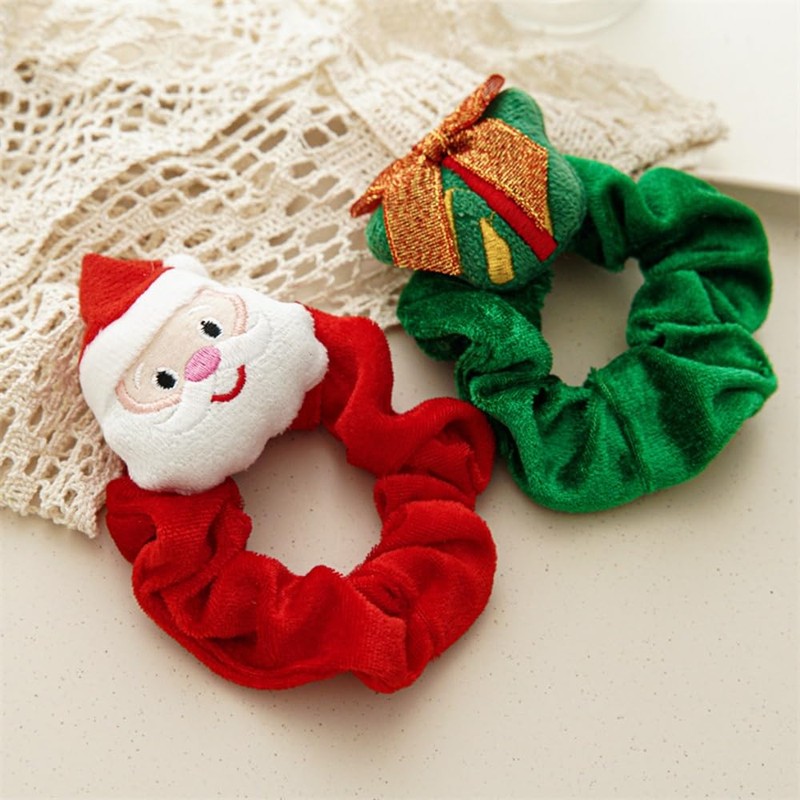 Christmas Scrunchie Hair Band Elastic Ponytail Tie Soft Colourful Funny