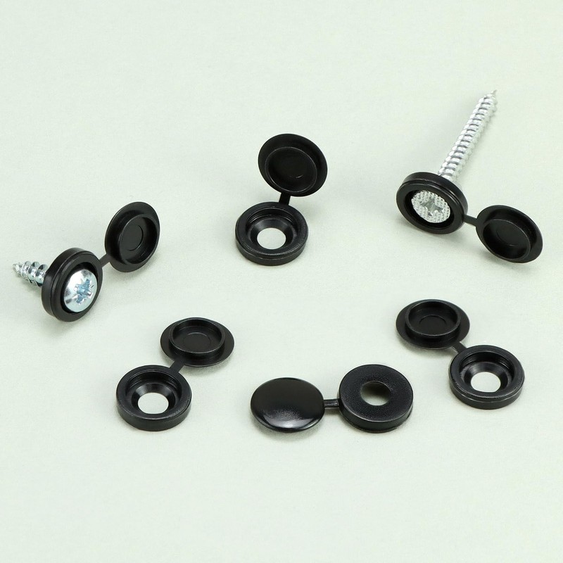 QWORK® 150 PCS White Plastic Hinged Screw Caps - Snap