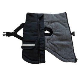 FouFou Dog Harness Coat Outdoor Cold Weather Warm Fleece Jacket with Waterproof Lining for Dogs, Black, Small