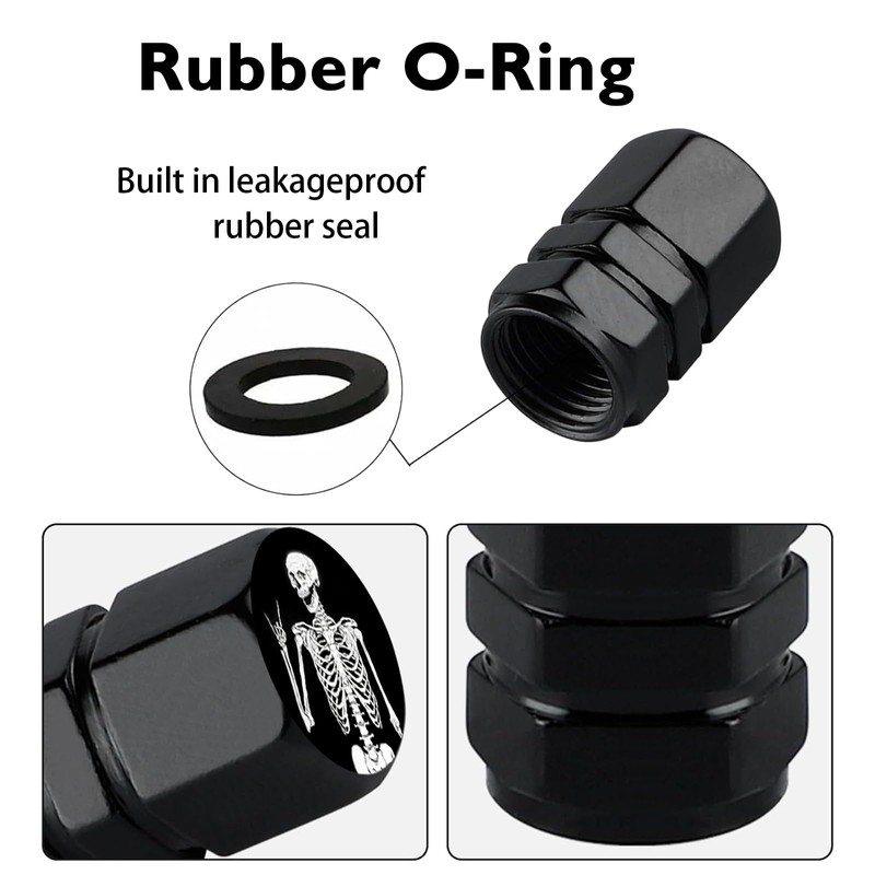 Tire Valve Stem Caps Skeleton Skull Car Accessories 4-Pack-Aluminum Alloy