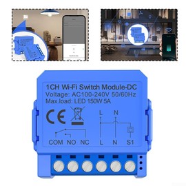 Smart WiFi Dry Contact Relay Switch, TVoice Control, Timer, Countdown Schedule Functions for Tuya, Lighting Control, ACS, Fan Audio (AC110V-240V)