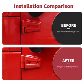 SQQP 12PCS Full Set Exterior Decoration Trim Kit Compatible with 2007-2018 Jeep Wrangler JK JKU Door Hinge Engine Hood Hinge Tailgate Hinge Cover (Red)