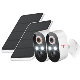 FineLuck Solar Security Cameras Wireless Outdoor 2 Pack, Battery Powered WiFi Cameras for Home Surveillance, AI Human Detection, 2-Way Talk, Color Night Vision, Cloud Storage, Weather Resistance