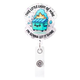 Funny Dumpster Fire Badge Reel - Retractable Badge Holder with Alligator Clip, Cute ID Card Decorative Accessories for Nurses Teachers and Office Workers
