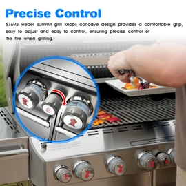 67692 Grill Control K nobs Kit Replacement Weber Summit 660 670 Grill Control Knob - Weber Grill Knobs Kit 6 Main Burner Ignition Control Knobs, 1 IR Knob, 1 Smoke and 1 Grill Burner Control Knob