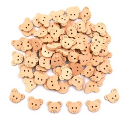 Ynxee 50 Pcs Wooden Bear Buttons with Round 2 Holes DIY Craft Sewing Buttons for Handmade Scrapbooking Art Project Home Ornament, 21mm
