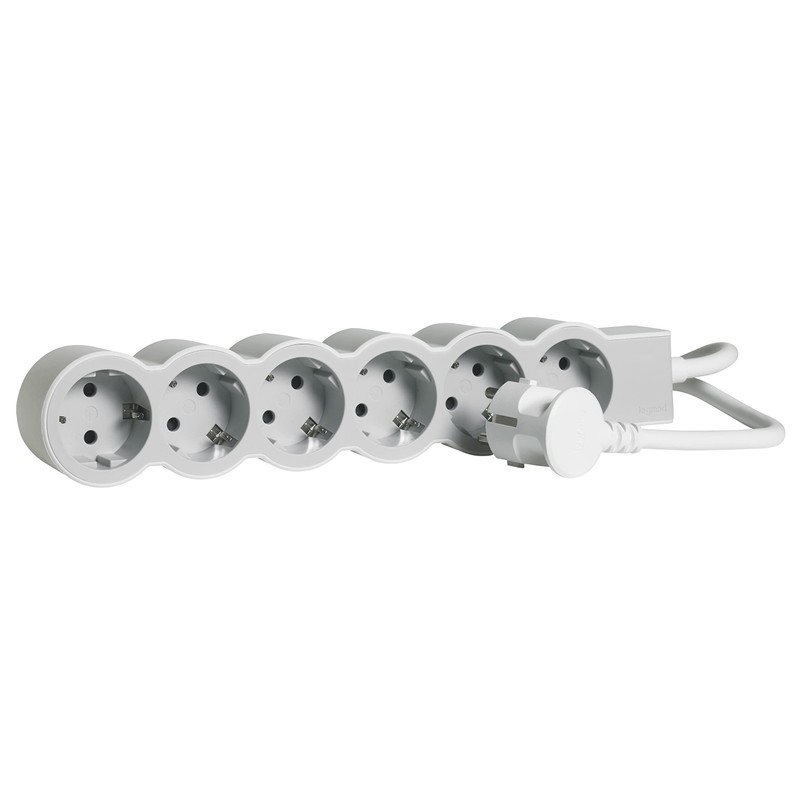 LEGRAND, 694557 694557 Flat Power Strip 6-Way Socket Multiple Socket