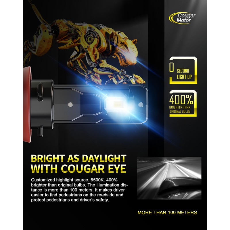 Cougar Motor H11 Bulbs, H11 Light Bulb H9 H8 Fog