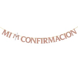 Mi Confirmación Banner,Rose Gold Glitter Mi Confirmation Decorations for Baby Boys Girls Shower Birthday Party God Bless Wedding Supplies.