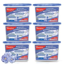 Vacplus Moisture Absorbers, Fragrant Dehumidifiers for Closet, 10.5 Oz, Humidity Absorber Boxes Collect Extra Moisture in Bathroom & Study, Moisture Absorbers for Closet, 6 Pack (Linen Scent)