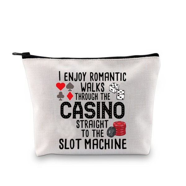 G2TUP Funny Gambler Gift Idea Casino Lovers Cosmetic Bag Slot Machine Casino Gambling Accessories Pouch (Enjoy Romantic Walks)