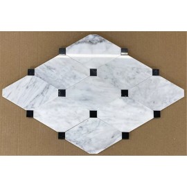 Stone Center Online C56CP Carrara Marble Long Octagon Tile Polished Venato Carrera 4x8 Rhomboid