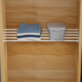 FIRJOY Expandable Wall-Mounted Closet Shelf Organizer, Adjustable Storage Rack, Heavy Duty (White, 31.5" - 42")