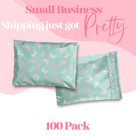 Pretty Package Store 14.5x19 Designer Poly Mailer 100 Pack Heavy Duty Waterproof Self Seal Shipping Bags for Small Business Large Mailing Envelopes Bulk Tear Resistant Packaging Butterfly