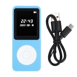 MP3 Player Bluetooth 5.0 1.77in LCD Screen Built in HD Speaker Portable HiFi Music Player with FM Radio Recorder Alarm Clock Blue with 16G Memory Card