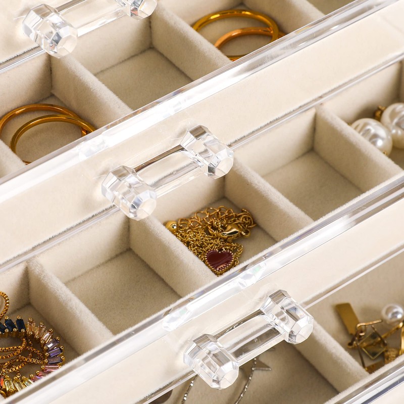 Frebeauty Acrylic Jewelry Organizer Earring Organizer Box with 5 Drawers