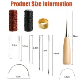 11Pcs Leather Sewing Kit, Upholstery Repair Sewing Kit, Leather Sewing Needles Kit, Leather Stitching Kit for Beginners or Leather Craft DIY, for Fabric Sewing Upholstery Tools for Sofas Carpet