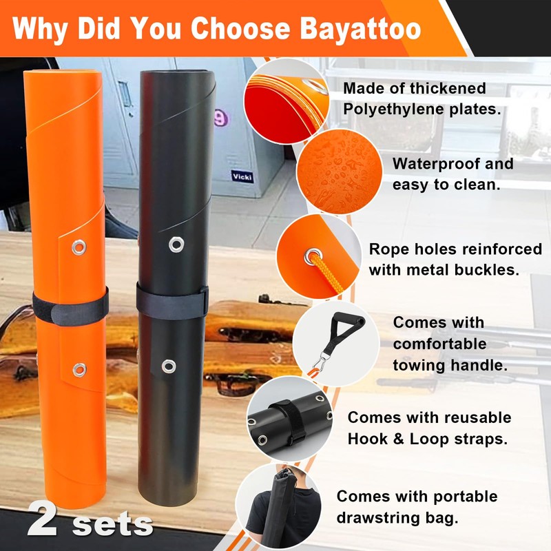 Bayattoo Heavy Duty Drag Sled Mat-Thickened Tear-Resistant HDPE with Pull