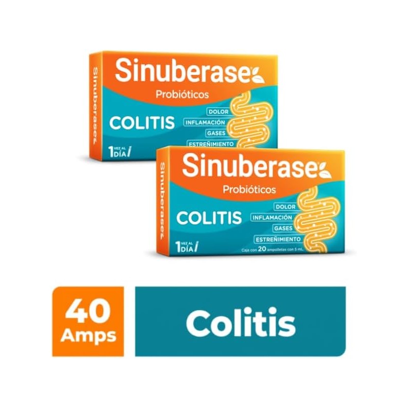 Sinuberase 4B probiótico para colitis – 40 ampolletas de 5