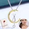 KS Collar De Plata S925 Luna Gato Colgante Regalo Para