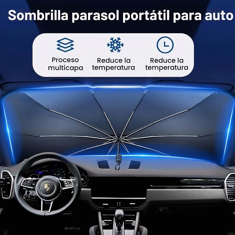 Parasol para Parabrisas de Coche Dokpav Plegable 145x79cm con Protección