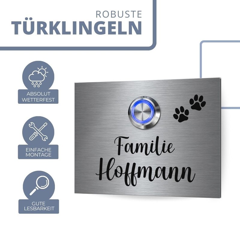 'Engraved Stainless Steel Door Chime/Doorbell Plate Set Model Walter with