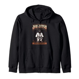 Jiu Jitsu Mind Over Muscle - Cute Grappling BJJ Gorilla Hooded Jacket, black