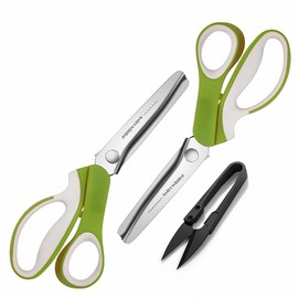 Pinking Shears Set (Pack of 2 PCS, Serrated & Scalloped Edges) by Astrowinter - Zig-zag Scissor for Fabric Leather & Paper - Pinking Dressmaking Sewing Scissors AW-002-A8
