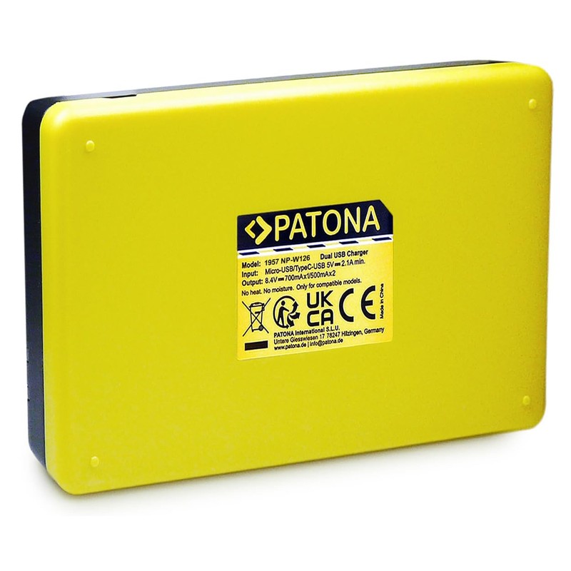 PATONA Set Caricabatterie Dual USB-C + 2X NP-W126S Protect, 1210mAh