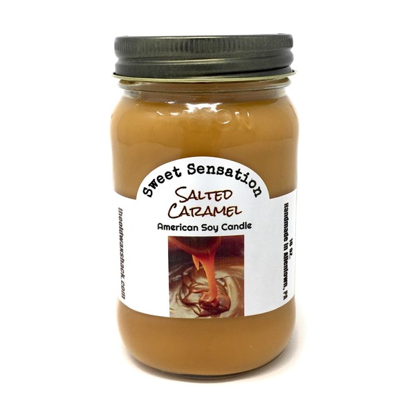The Old Wax Shack Salted Caramel Soy Candle, 16 Oz. Mason Jar