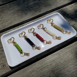 BeyonMind Pressing Goods with Heart-shaped Nascan Coil Strap for Figures, Includes 3 Hooks, Double Ring, Keychain, Bag Attachment, 16 Colors Available, matte red